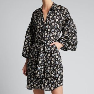 VERONICA BEARD Samy black Floral Dress with Pockets size 0 with replaced button